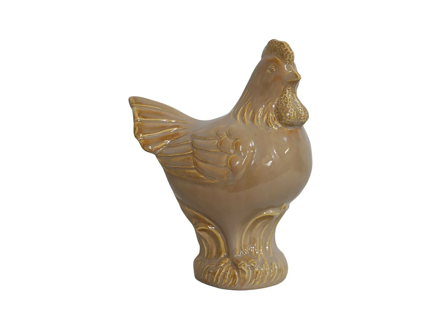 Coq en céramique émaillée marron 18.5 x 13.5 x 23.5cm