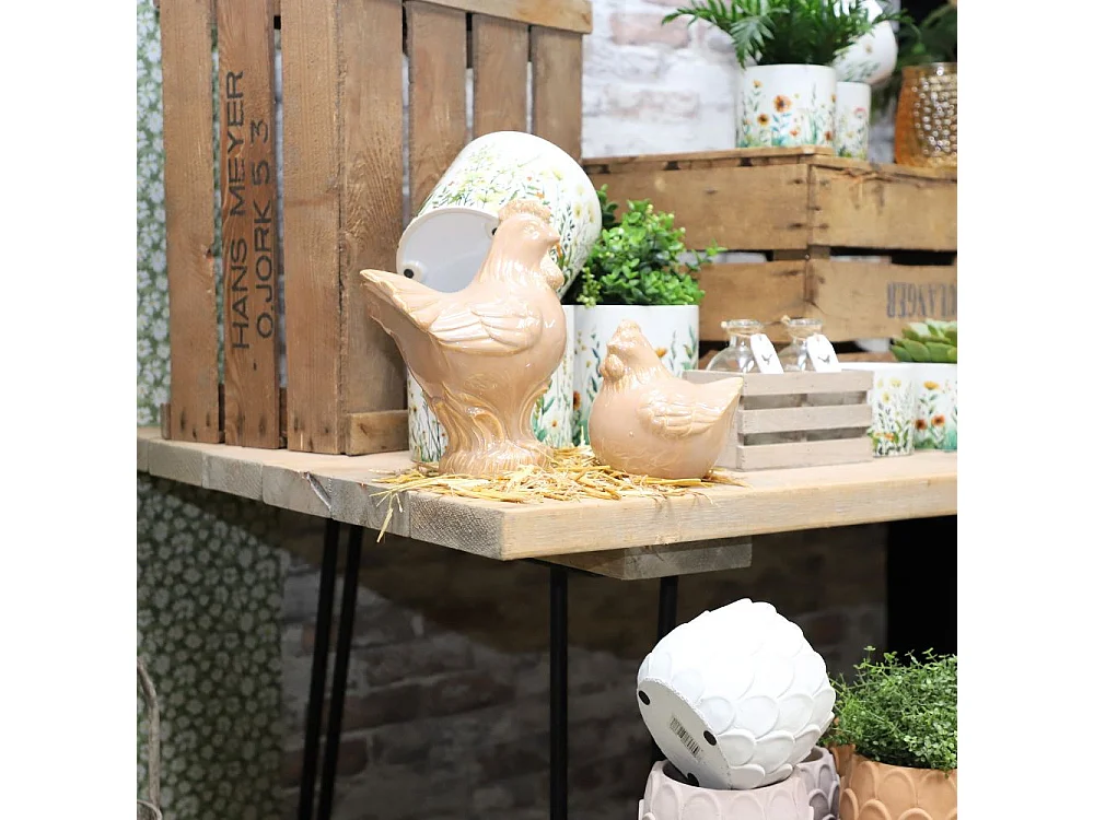 Coq en céramique émaillée marron 18.5 x 13.5 x 23.5cm