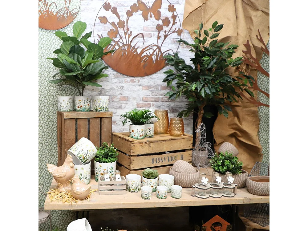 Coq en céramique émaillée marron 18.5 x 13.5 x 23.5cm