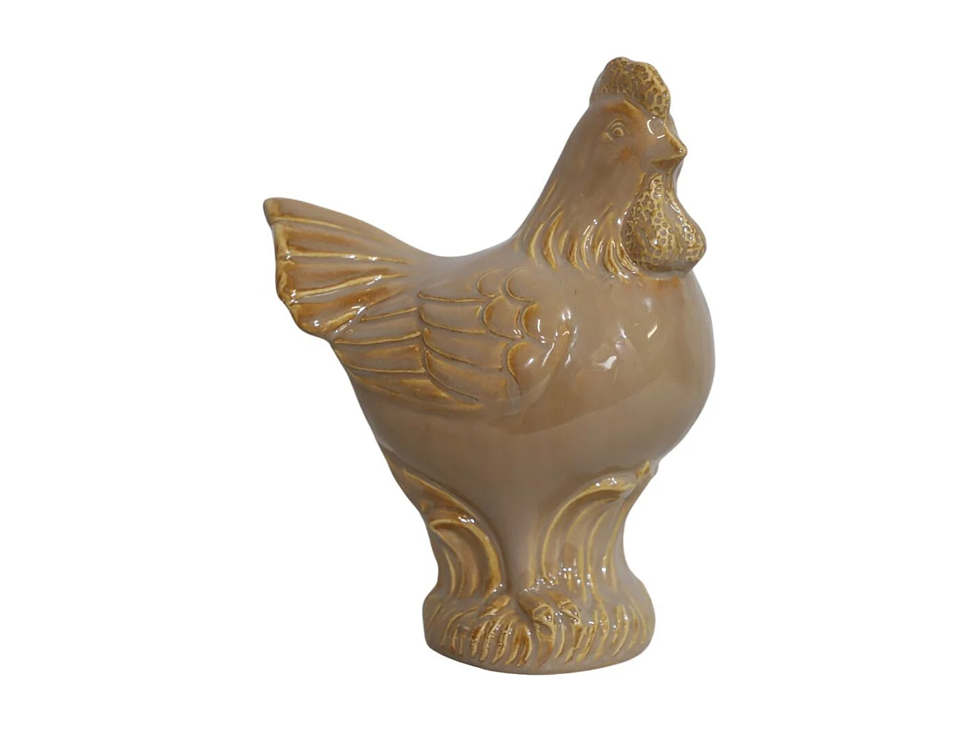 Coq en céramique émaillée marron 18.5 x 13.5 x 23.5cm