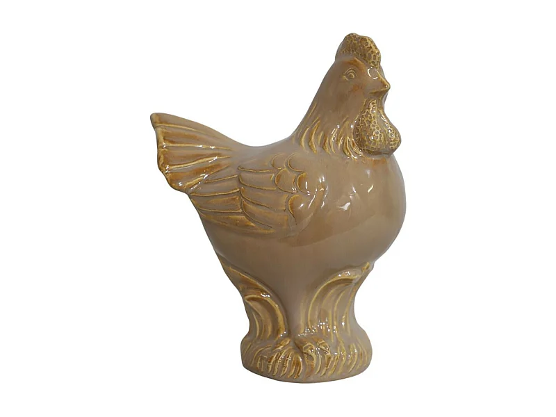 Coq en céramique émaillée marron 18.5 x 13.5 x 23.5cm
