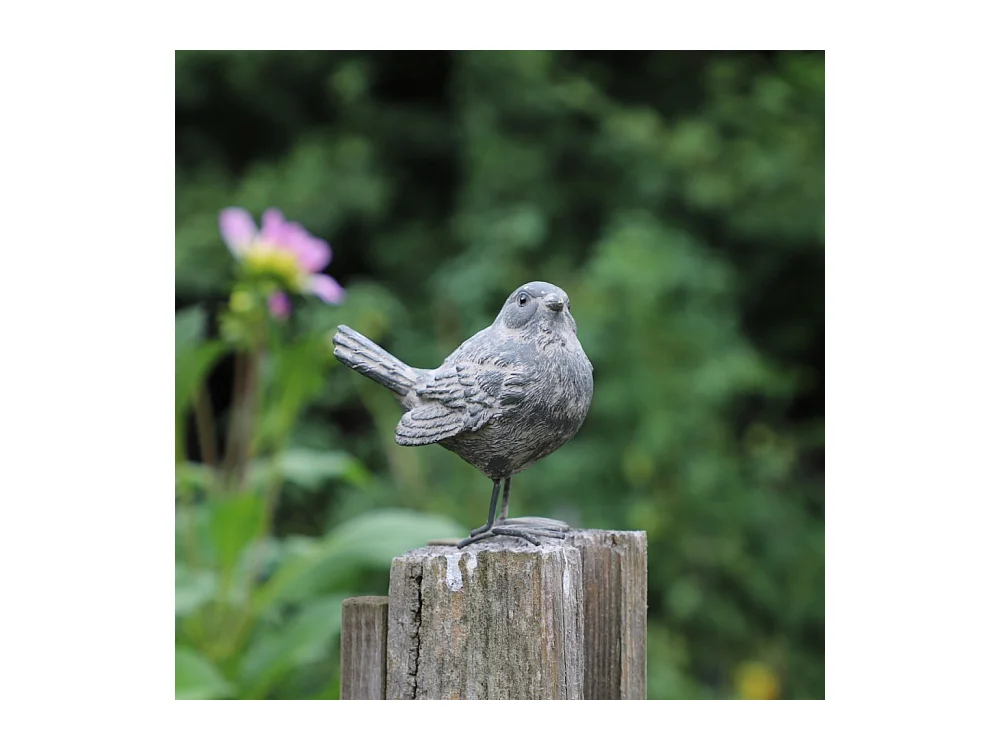 Set de 2 oiseaux en résine gris 8.5 x 8.5 x 5.5 cm