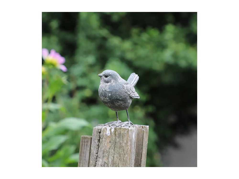 Set de 2 oiseaux en résine gris 8.5 x 8.5 x 5.5 cm