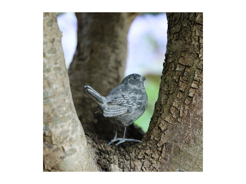 Set de 2 oiseaux en résine gris 8.5 x 8.5 x 5.5 cm