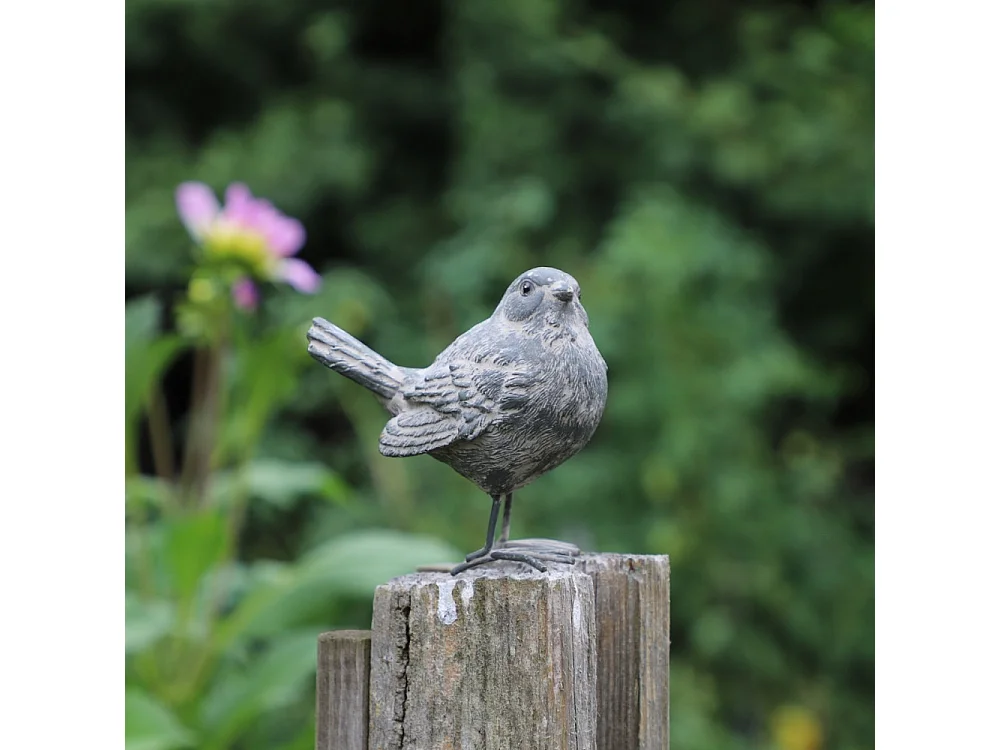 Set de 2 oiseaux en résine gris 8.5 x 8.5 x 5.5 cm