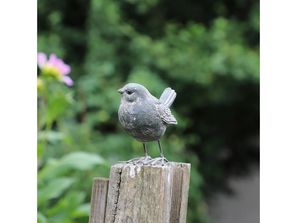 Set de 2 oiseaux en résine gris 8.5 x 8.5 x 5.5 cm