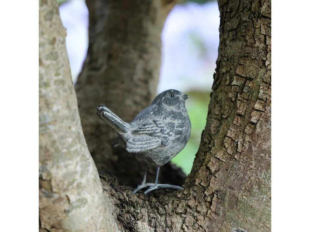 Set de 2 oiseaux en résine gris 8.5 x 8.5 x 5.5 cm