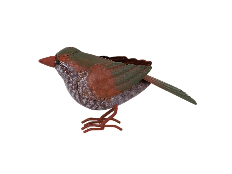 Oiseau métal rouge et orange 18 x 4.5 x 10 cm