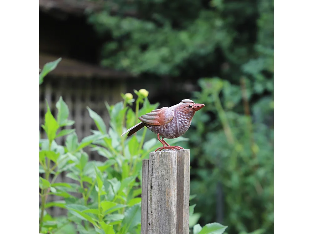 Oiseau métal rouge et orange 18 x 4.5 x 10 cm