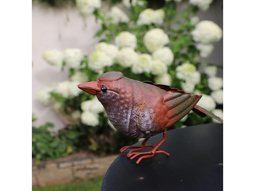 Oiseau métal rouge et orange 18 x 4.5 x 10 cm