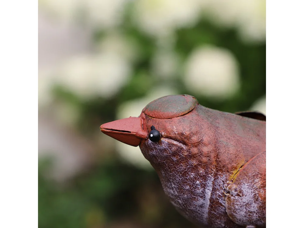 Oiseau métal rouge et orange 18 x 4.5 x 10 cm