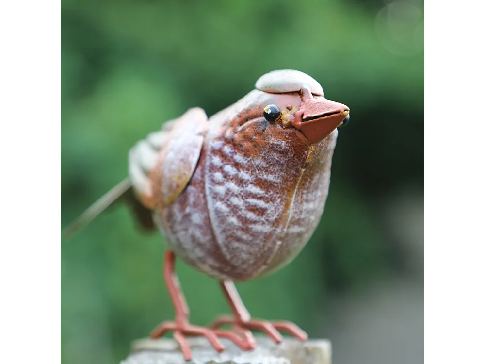 Oiseau métal rouge et orange 18 x 4.5 x 10 cm