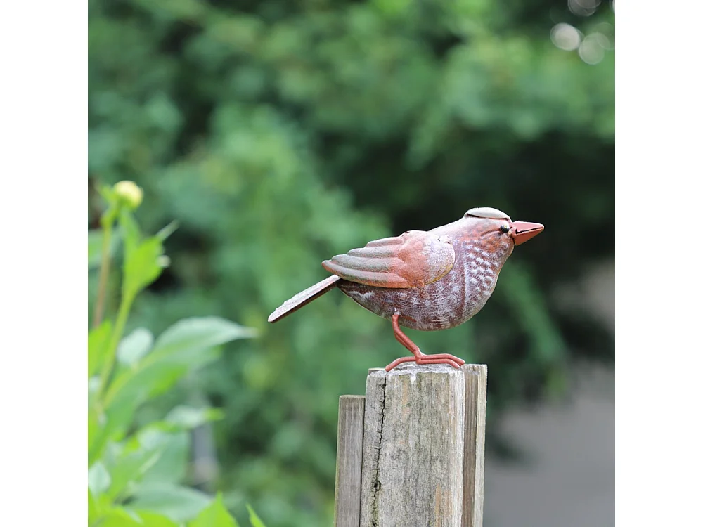 Oiseau métal rouge et orange 18 x 4.5 x 10 cm