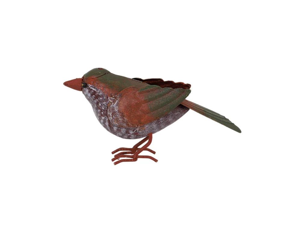 Oiseau métal rouge et orange 18 x 4.5 x 10 cm