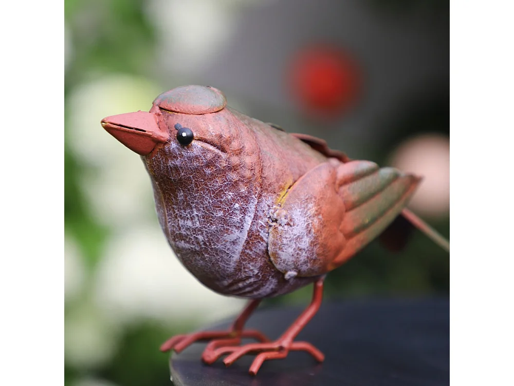 ° Oiseau métal rouge et orange 18 x 4.5 x 10 cm