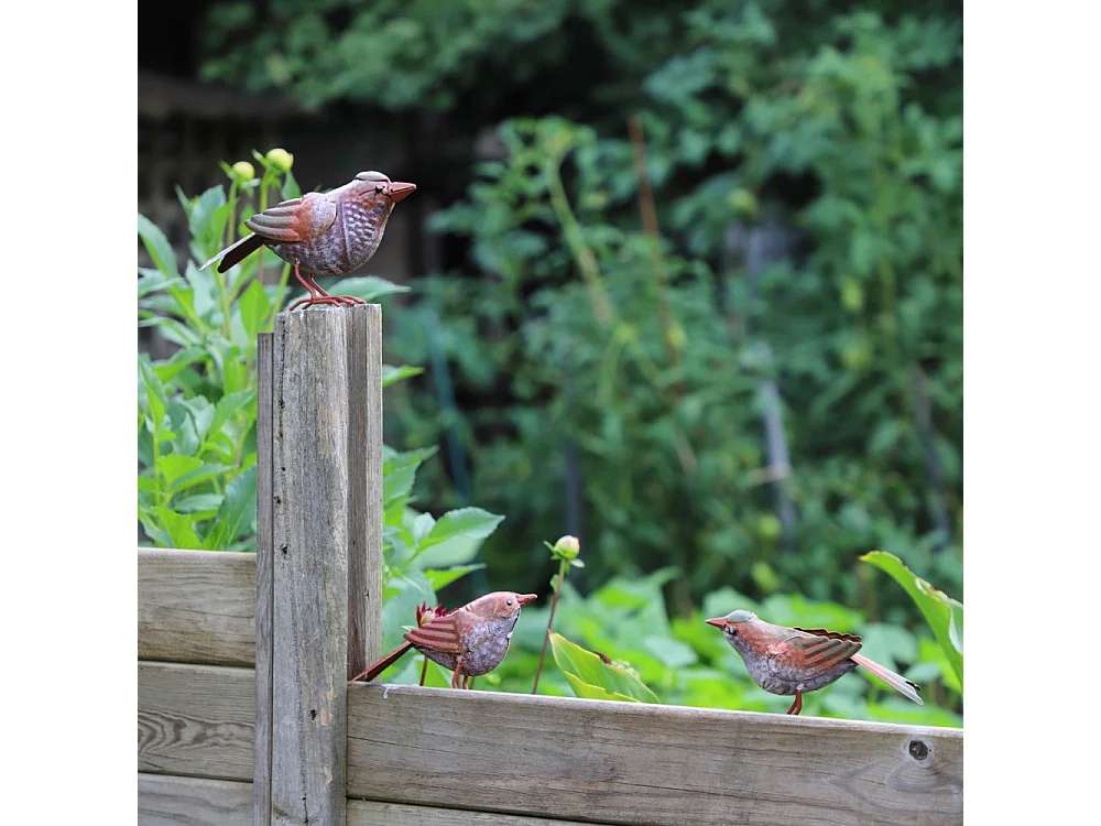 ° Oiseau métal rouge et orange 18 x 4.5 x 10 cm