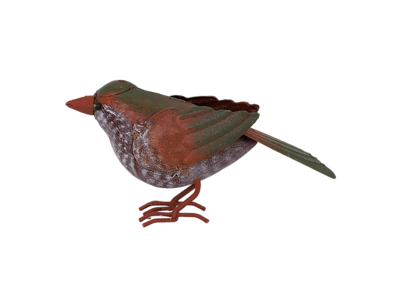 ° Oiseau métal rouge et orange 18 x 4.5 x 10 cm