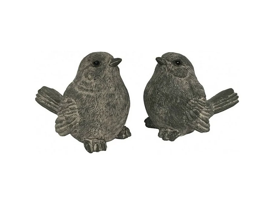 Oiseaux en résine gris 12 x 16 x 9 cm