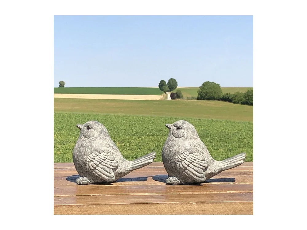 Oiseaux en résine gris 12 x 16 x 9 cm