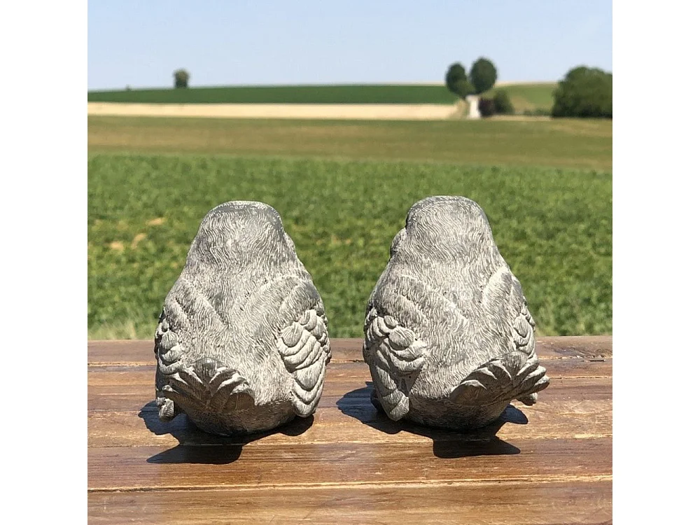 Oiseaux en résine gris 12 x 16 x 9 cm