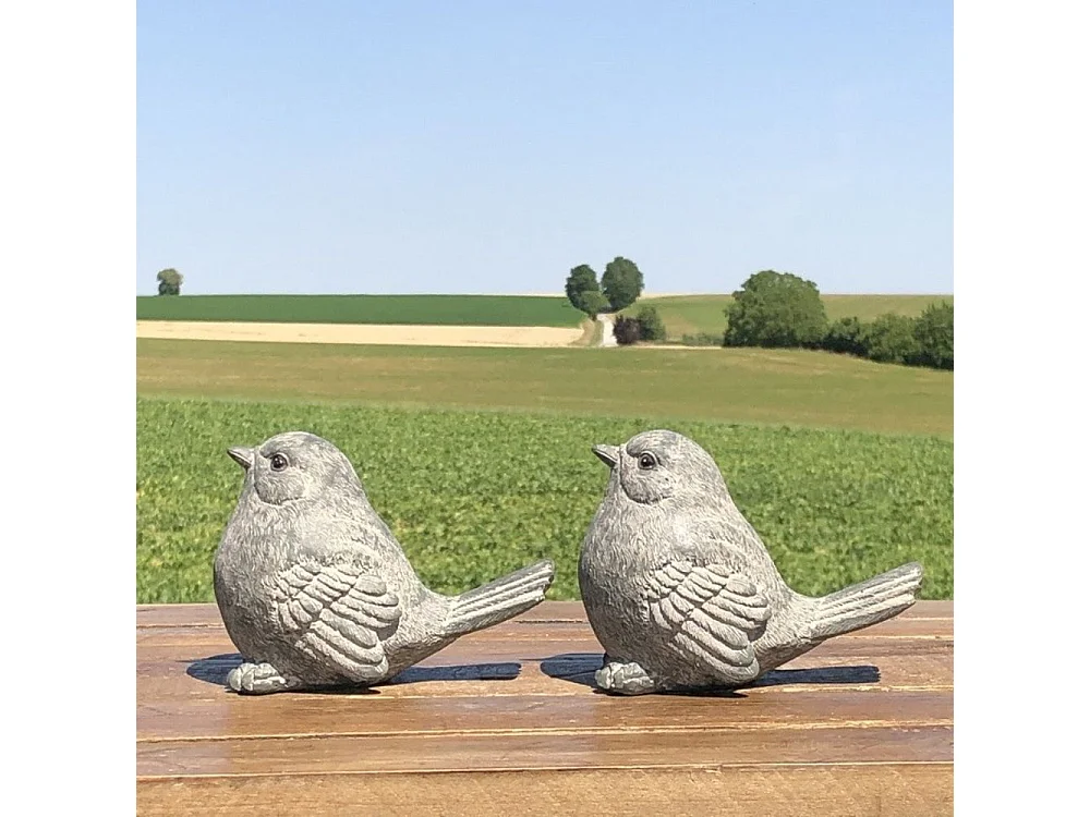 Oiseaux en résine gris 12 x 16 x 9 cm