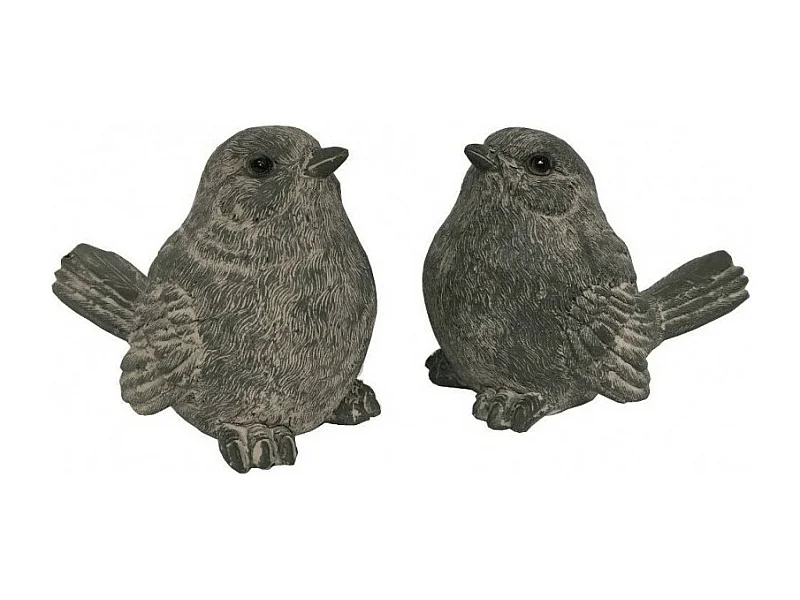 Oiseaux en résine gris 12 x 16 x 9 cm