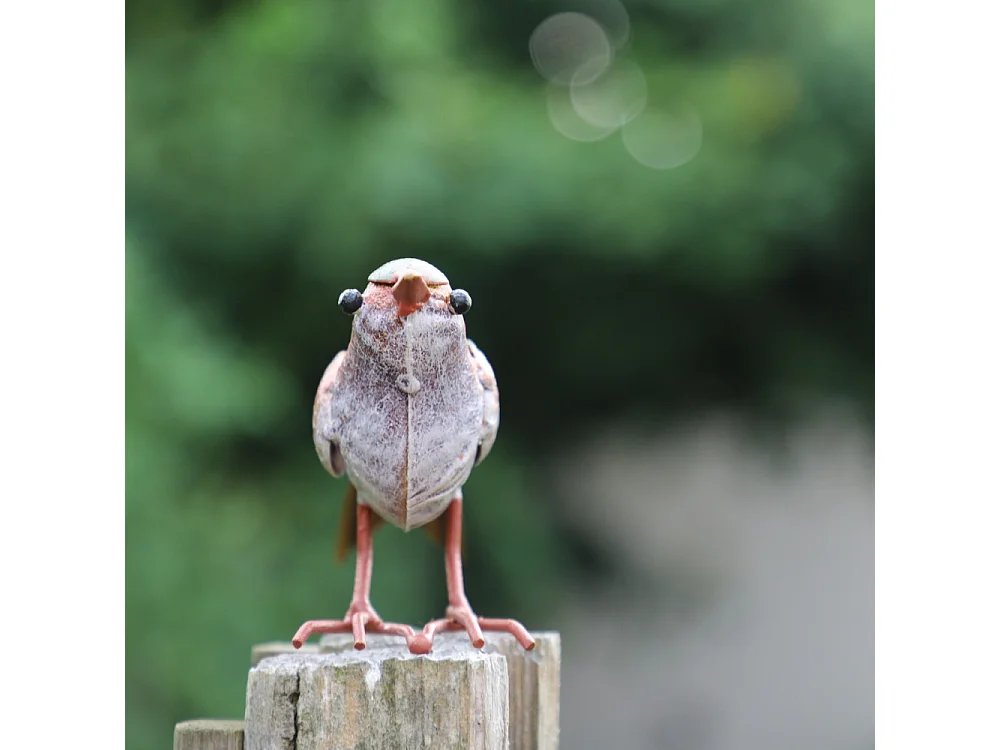 ° Oiseau métal gris et vert 16 x 4.5 x 10 cm