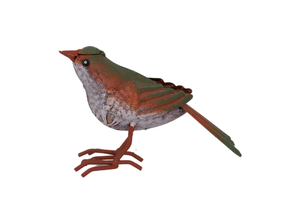 ° Oiseau métal gris et vert 16 x 4.5 x 10 cm