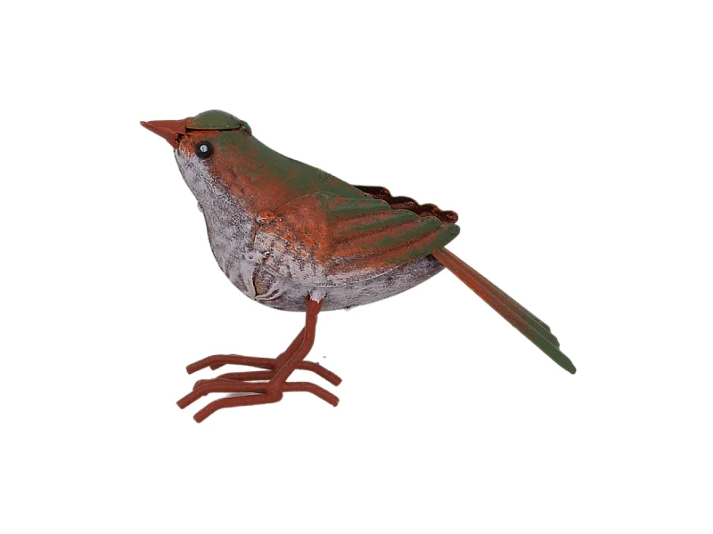 ° Oiseau métal gris et vert 16 x 4.5 x 10 cm