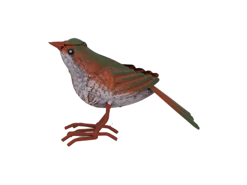 ° Oiseau métal gris et vert 16 x 4.5 x 10 cm