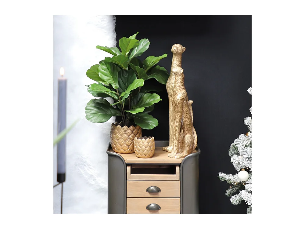 Panthère en béton doré 20 x 13.5 x 64 cm