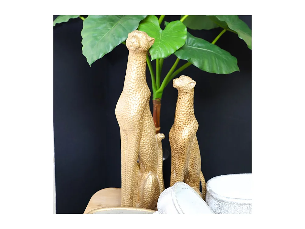 Panthère en béton doré 20 x 13.5 x 64 cm