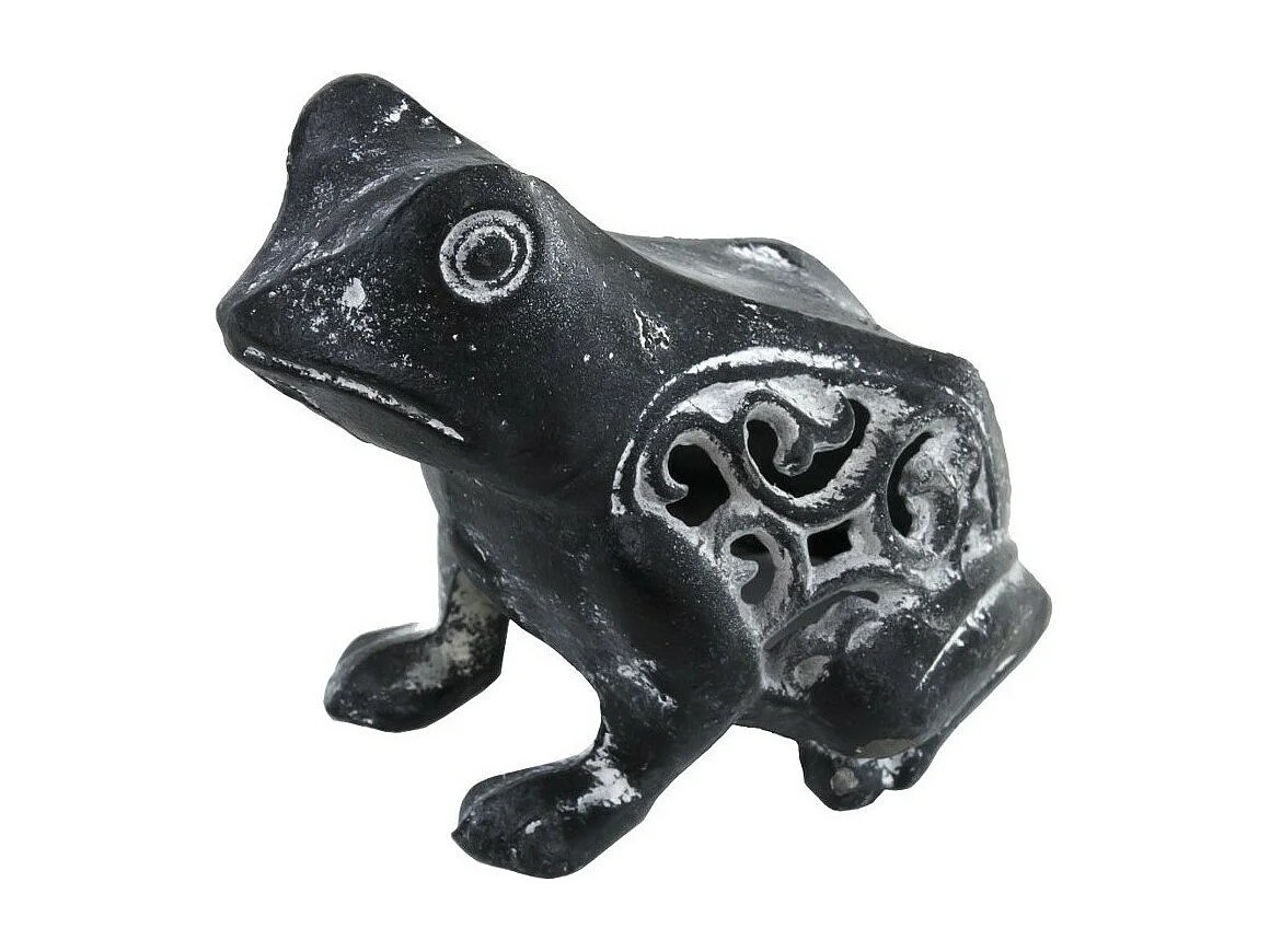 Grenouille en fonte noire 13 x 11 cm