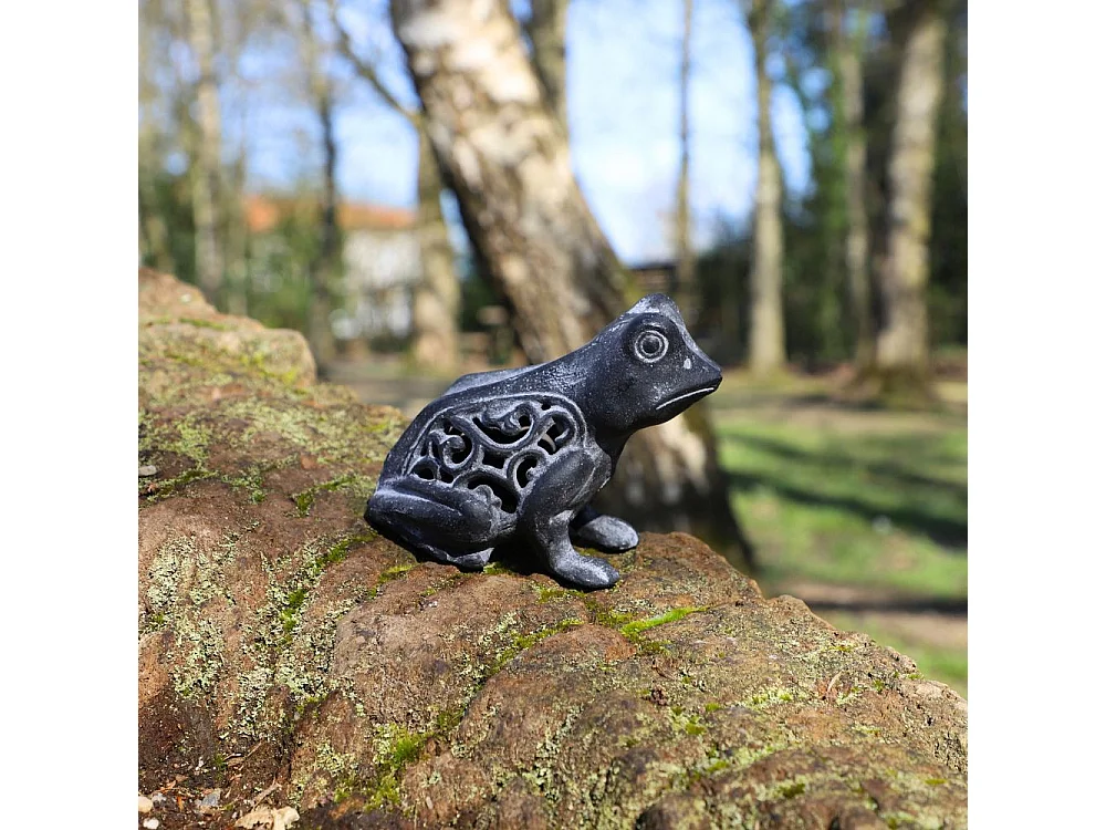 Grenouille en fonte noire 13 x 11 cm