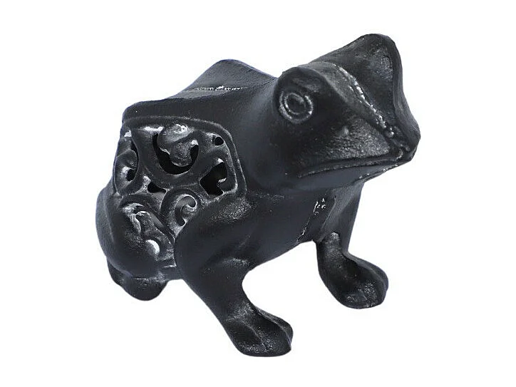 Grenouille de jardin en fonte noire 13 x 11 cm