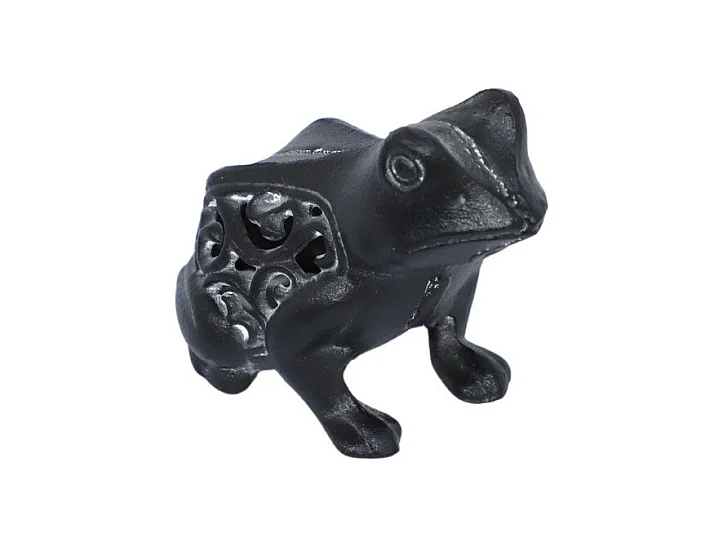 Grenouille de jardin en fonte noire 13 x 11 cm