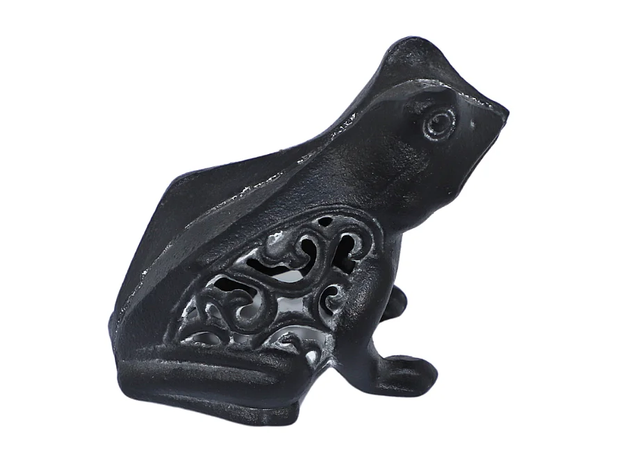 Grenouille de jardin en fonte noire 13 x 11 cm
