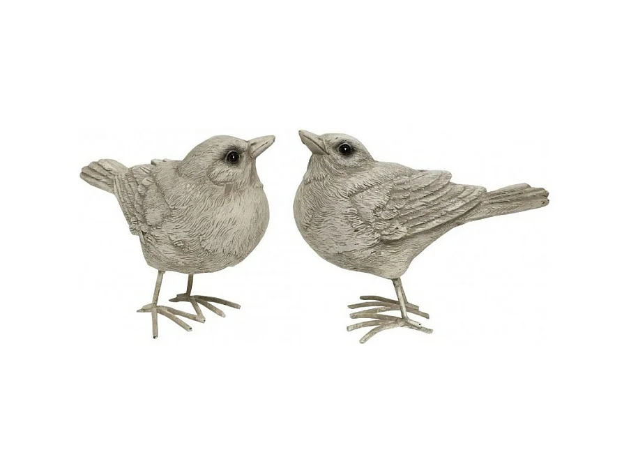 Oiseaux en résine blancs 10 x 8 cm