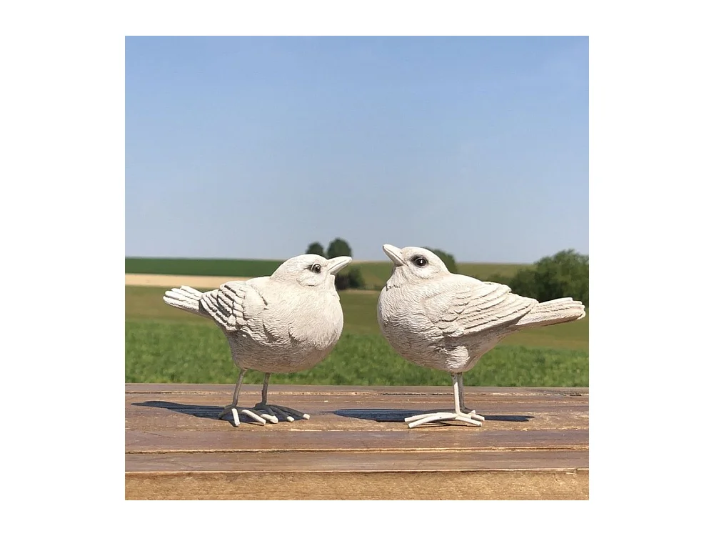 Oiseaux en résine blancs 10 x 8 cm