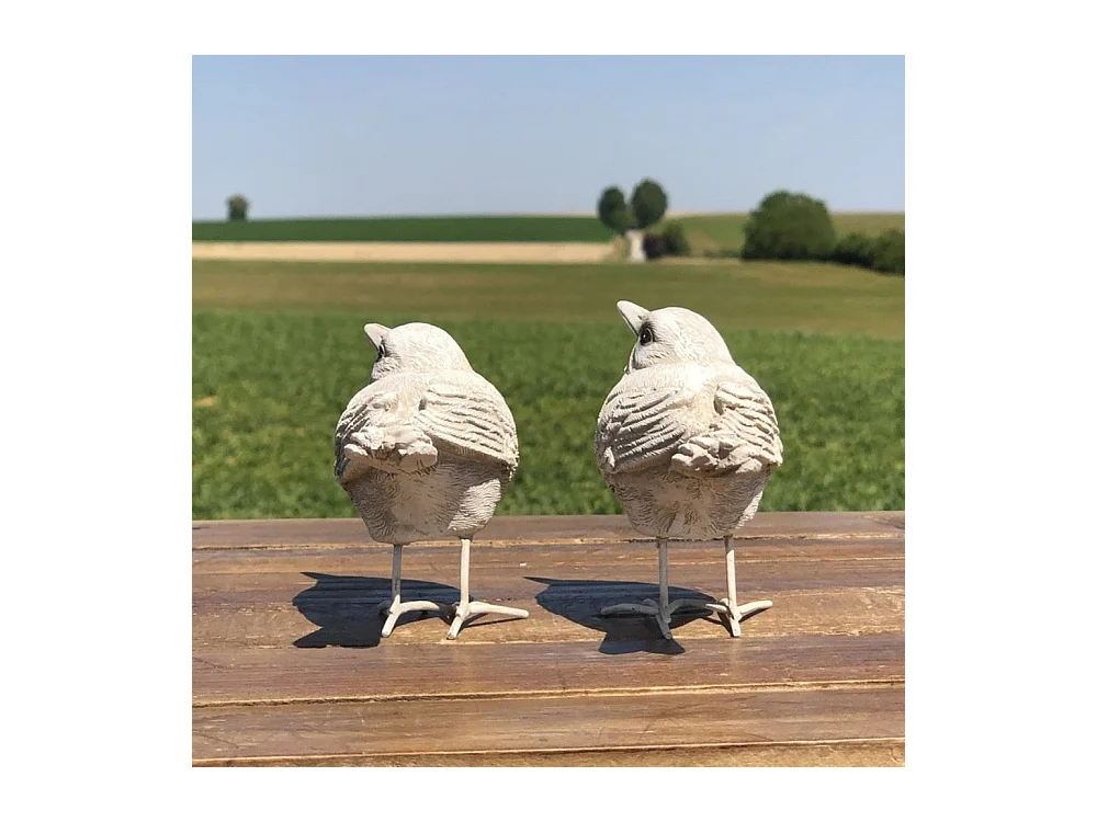 Oiseaux en résine blancs 10 x 8 cm