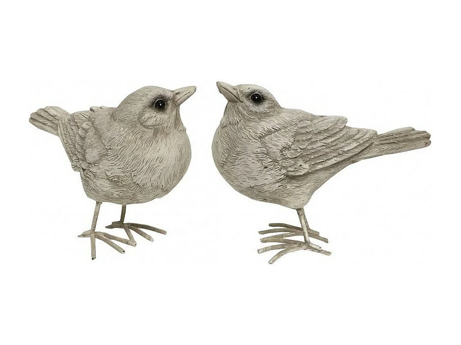 Oiseaux en résine blancs 10 x 8 cm