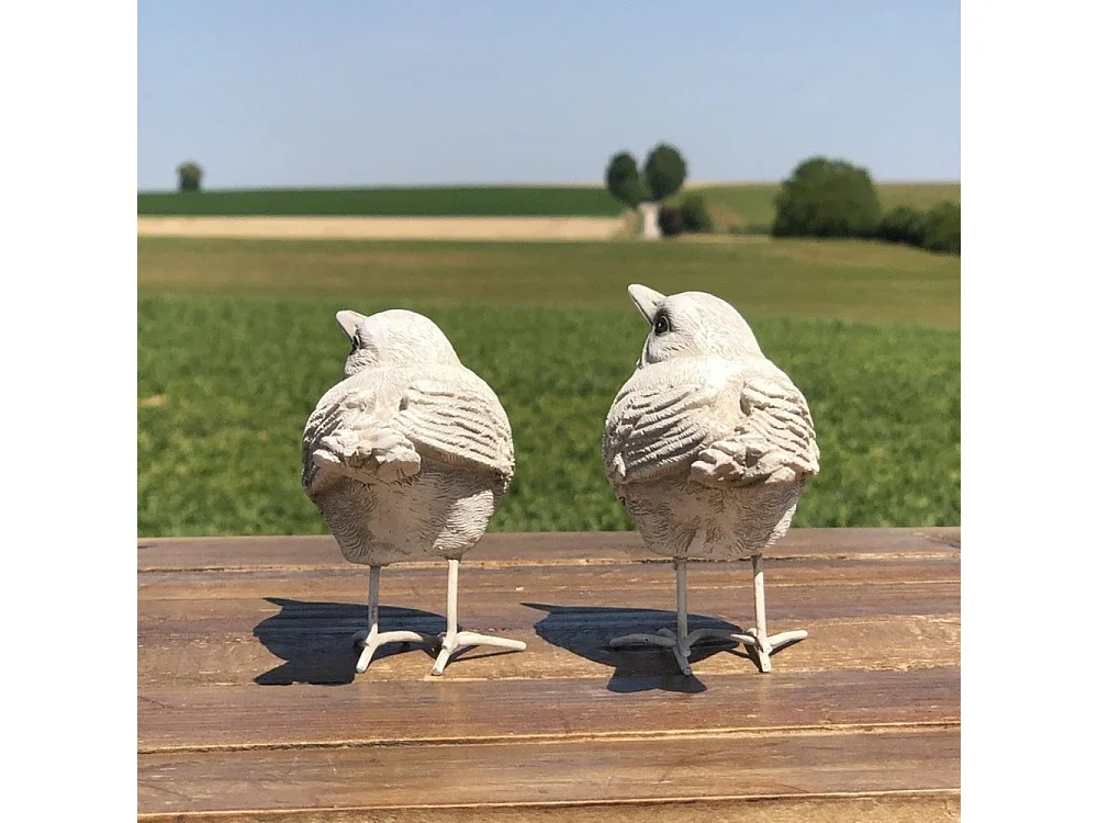 Oiseaux en résine blancs 10 x 8 cm