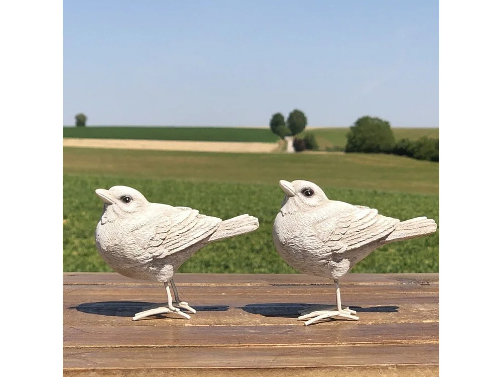 Oiseau en résine blanc 10 x 8 cm