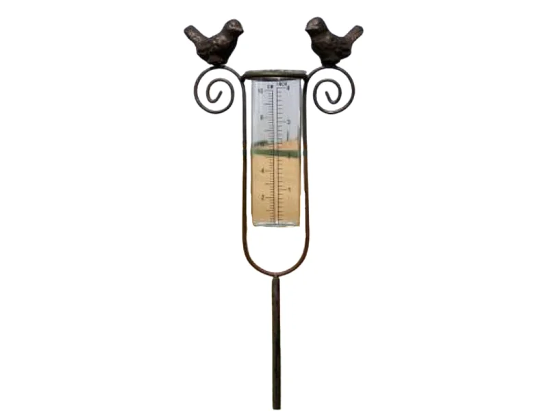 Tuteur plante grimpante pluviomètre à piquer fonte verre marron 100 cm