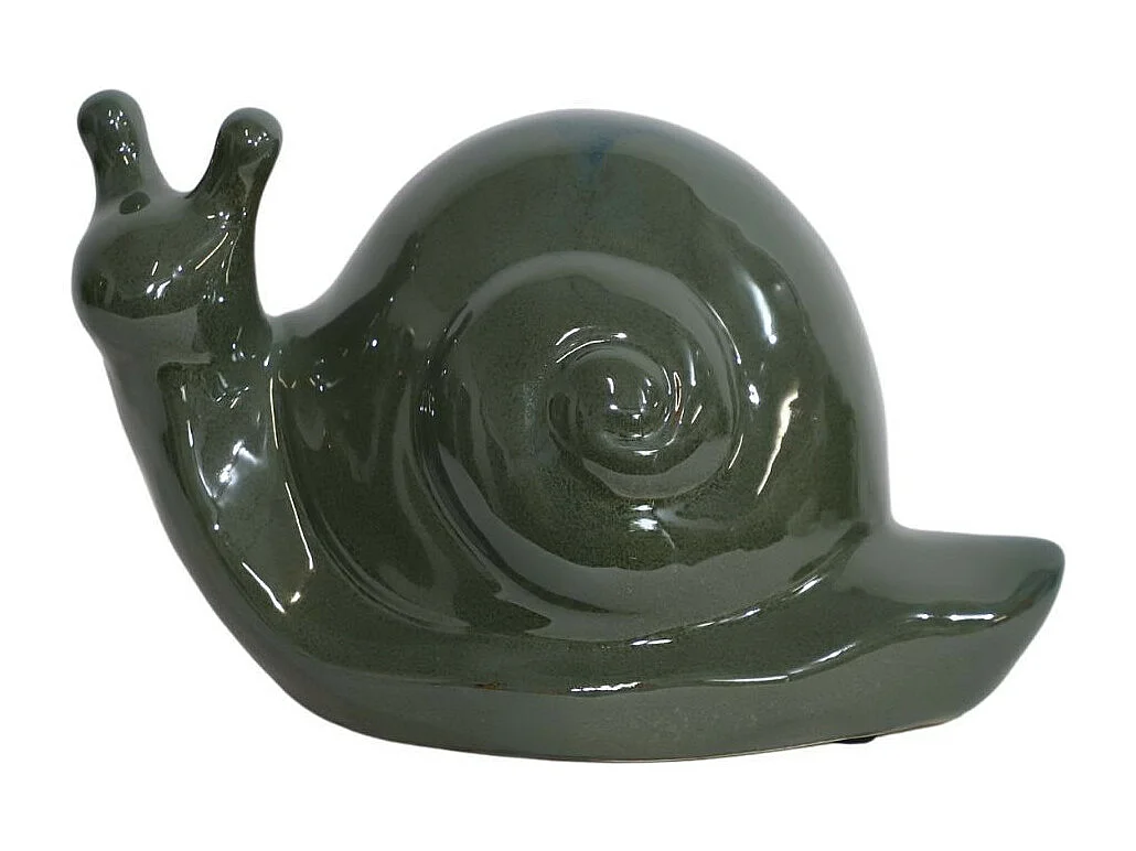 Escargot en céramique émaillée verte 34.5 x 18 x 19.5 cm