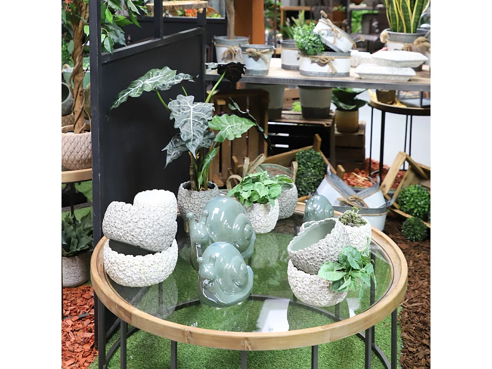 Escargot en céramique émaillée verte 34.5 x 18 x 19.5 cm