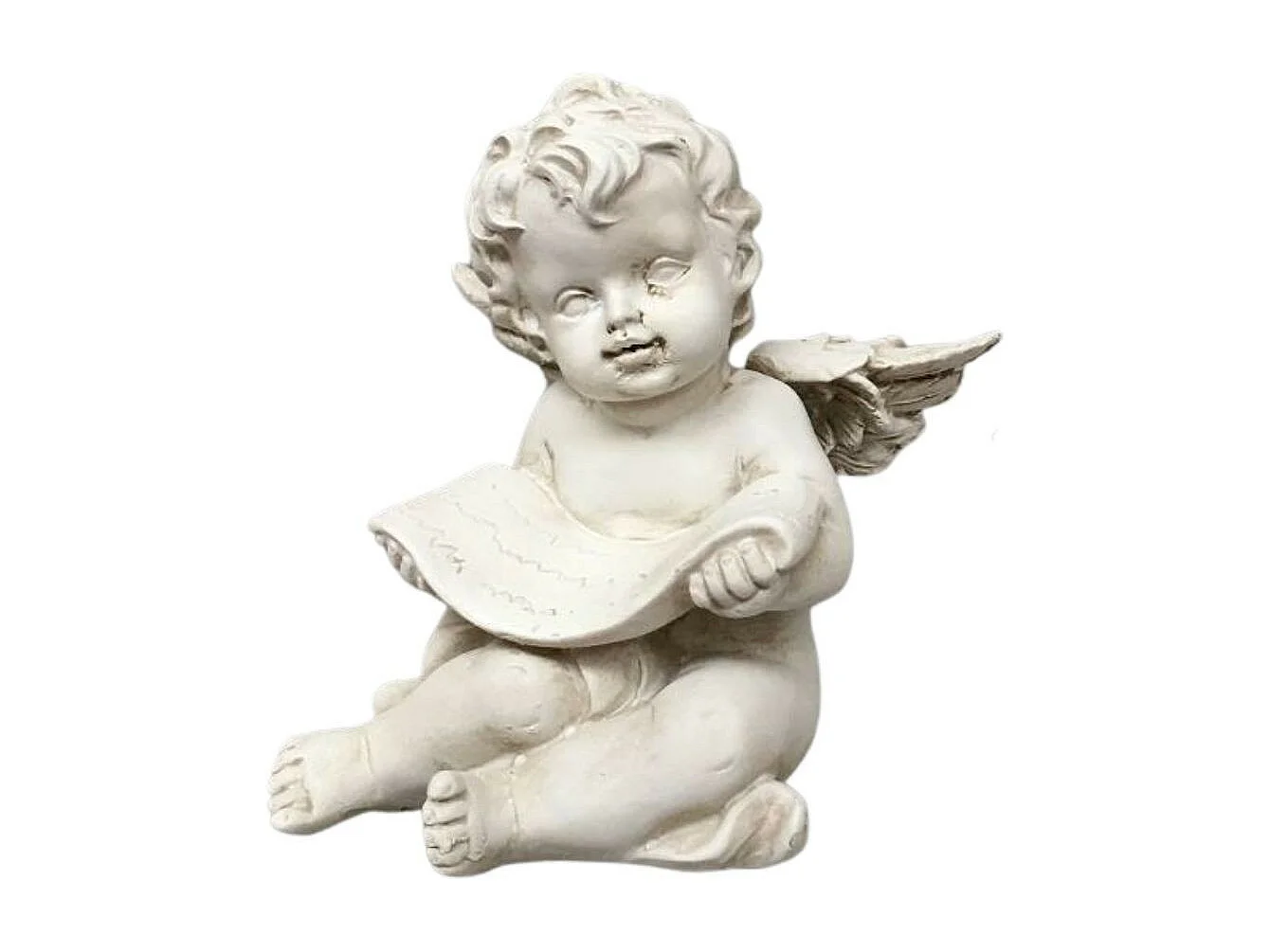 Ange chérubin en résine blanc 8x10 cm