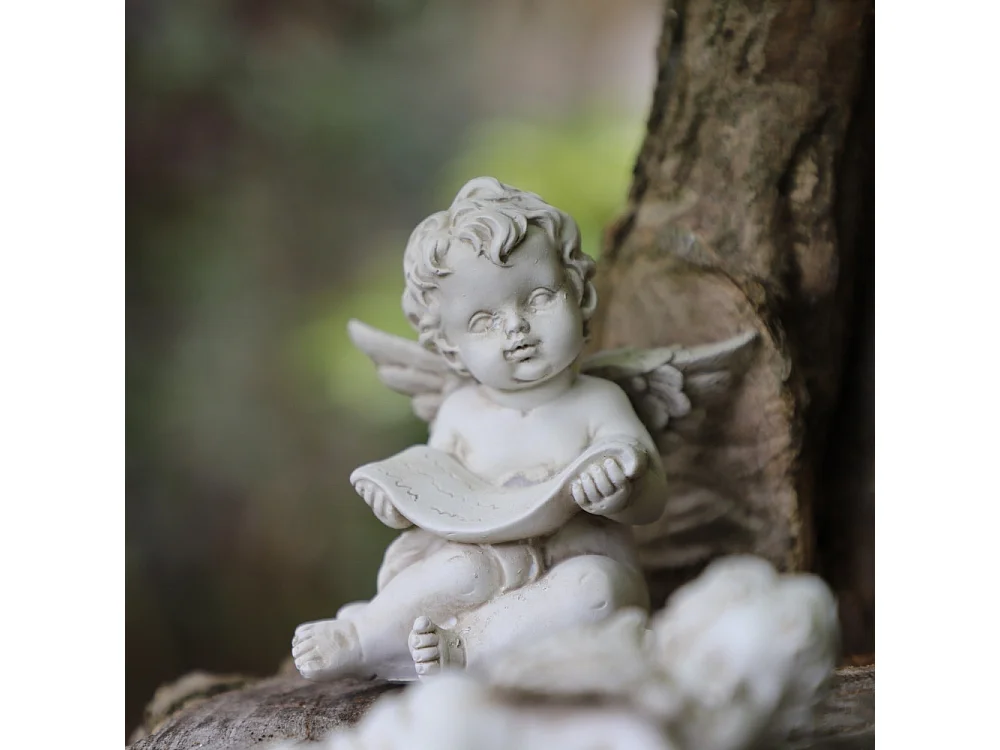 Ange chérubin en résine blanc 8x10 cm