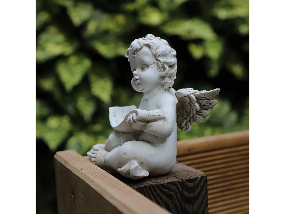 Ange chérubin en résine blanc 8x10 cm
