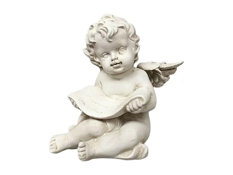 Ange chérubin en résine blanc 8x10 cm